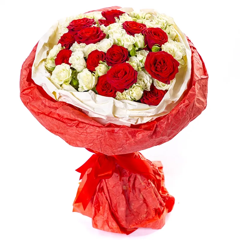Букет из 21 кустовой розы микс